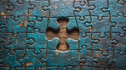 Teal Jigsaw Puzzle Missing One Piece