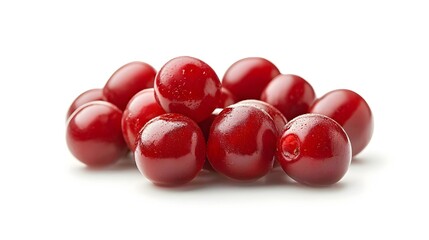 Fresh Red Cherries Isolated on White Background