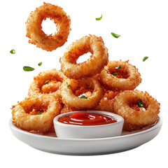 A Plate of Fried Shrimp with Dipping Sauce Isolated on Transparent Background
