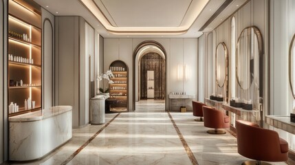 Obraz premium Elegant Luxury Spa Interior Design with Marble Floors