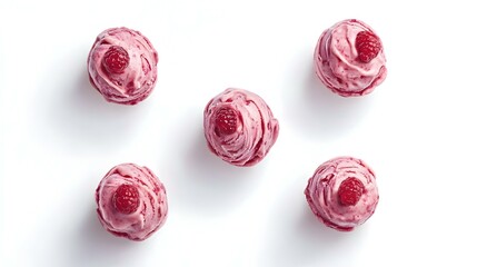 Obraz premium Raspberry Meringue Desserts Isolated on White Background