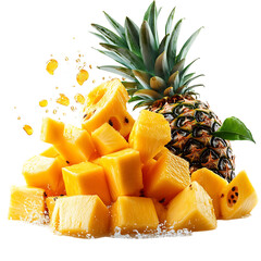 Pineapple Papaya and Mango Scattering Isolated on Transparent Background