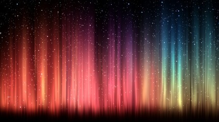 An energetic abstract design with diagonal stripes in a gradient of yellow, red, and blue, contrasted against a dark background, creating a vibrant and lively atmosphere