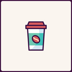 Stylish Coffee Cup Icon Depicting Beverage Service in a Minimalist Style