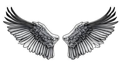 Fototapeta premium wing pair engraving black and white outline