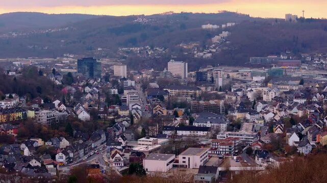 siegen central cityscape in winter 4k 30fps video