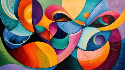 Fototapeta premium A vibrant abstract composition of flowing colorful lines and shapes, representing creativity, energy, and modern aesthetics.