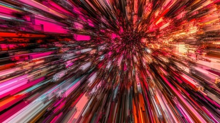 Dynamic Abstract Digital Art with Vibrant Colors and Geometric Patterns