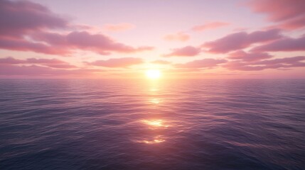 Obraz premium The breathtaking sight of the sun setting over the ocean brings a sense of calm, with vivid shades of pink and orange merging into the deep blue waters, inspiring peace and tranquility