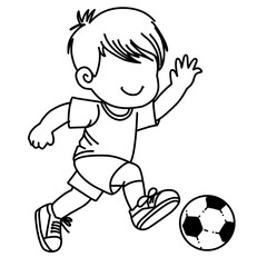 little boy playing soccer