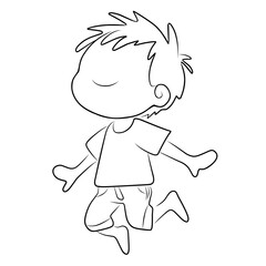 little boy jumping and feelings the fresh air