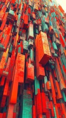 Obraz premium Abstract Colorful Geometric Cityscape - A Digital Architectural Masterpiece