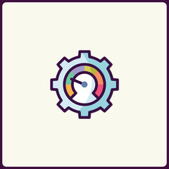 Innovative technology gear symbol, performance measurement indicator icon design