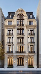 Fototapeta premium Luxury building facade, urban architecture, ornate design