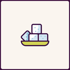 Obraz premium Stylized ice cubes icon on plate, a refreshing graphic symbol for design, menu