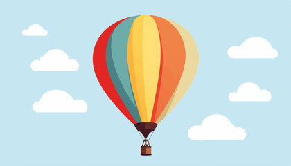 Obraz premium Colorful hot air balloon flying in a blue sky