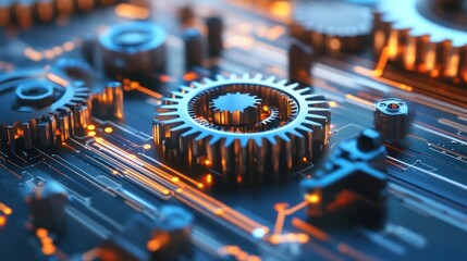 Metal Gears Intermeshing on a Circuit Board