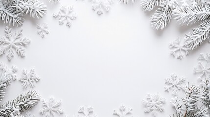 Fototapeta premium Christmas letter Santa with space for text styled with delicate snowflakes on a white background