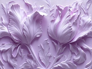 Obraz premium A subtle arrangement of stunning lavender blooms and leaves, with intricate detailing and soft pastel colors, ideal for adding an elegant touch to any design