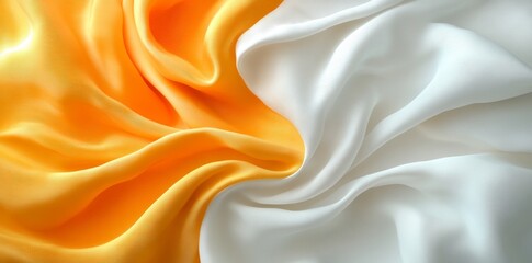 Obraz premium The soft light captured a vivid display of flowing orange fabric, creating a dreamy effect with its gentle ripples and transparency