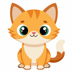a cute cartoon ginger cat sitting with a charming look