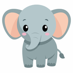 Fototapeta premium a cute cartoon elephant with large ears, trunk and big eyes