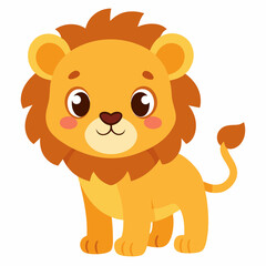 Obraz premium a cute cartoon lion with an adorable expression, standing ready to play