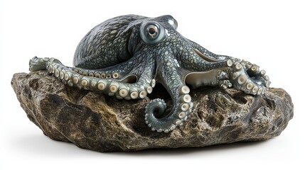 Obraz premium Octopus displaying intricacies on rocky surface underwater environment close-up shot