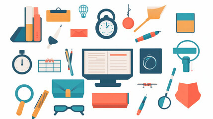 Online education outline online school symbol webinar vector illustration seamless pattern