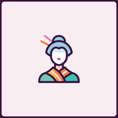 Simplified Illustration of a Geisha with Traditional Hair and Attire Design