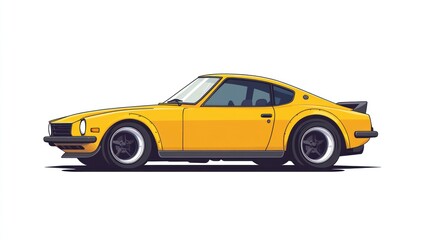 A vibrant yellow sports car with sleek design perfect for automotive enthusiasts and retro veh