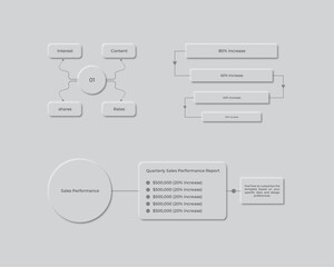 Fototapeta premium Neumorphic flow chart design templates