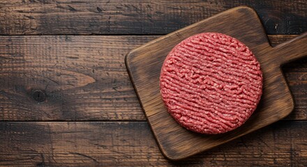 Juicy Ground Beef Patty Ready To Grill. AI Generated