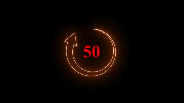 Refresh button icon animation with counting 0-100. circle arrow icon set, reload, rotation on black background in white color. 4k animation.
