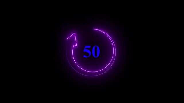 Refresh button icon animation with counting 0-100. circle arrow icon set, reload, rotation on black background in white color. 4k animation.