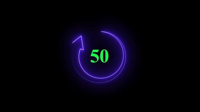 Refresh button icon animation with counting 0-100. circle arrow icon set, reload, rotation on black background in white color. 4k animation.