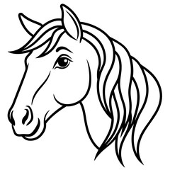 Horse head illustration in a minimalist style for coloring pages with copy space
