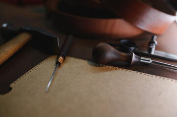 Leather crafting tools still life