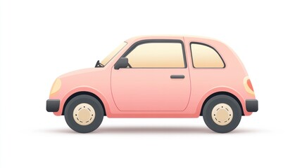 Compact Car Illustration Pink Vehicle with Sleek Design for Transportation and Travel Concepts