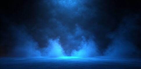 Obraz premium The calm sea at dusk offers a serene vista, characterized by deep blue colors and a misty ambiance that fosters tranquility and peace