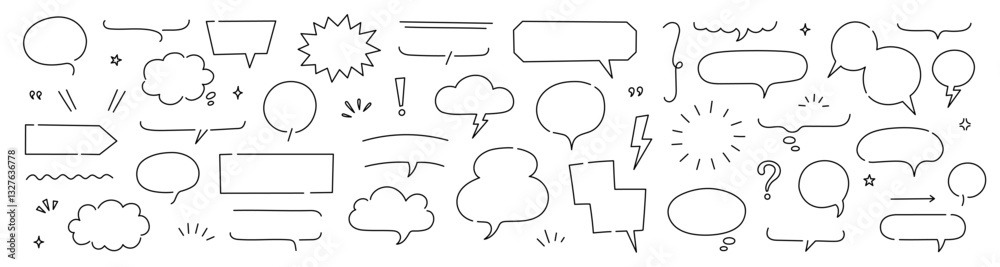 Leinwandbilder line frame text speech bubble set. line balloon frame design talk speech bubble frame. comic japan s