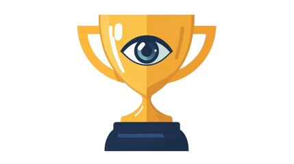 Fototapeta premium Golden Trophy with Eye Design Symbol of Visionary Achievement and Success
