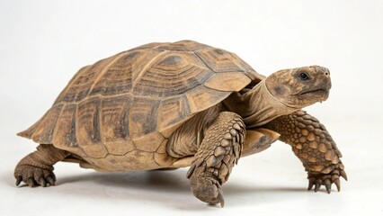 Naklejka premium Desert Tortoise in full view on white studio background