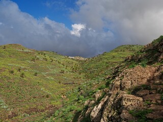 Naklejka premium View of Las Hayas Village: Captured During the Hike from Valle Gran Rey, La Gomera, Canary Islands, Spain