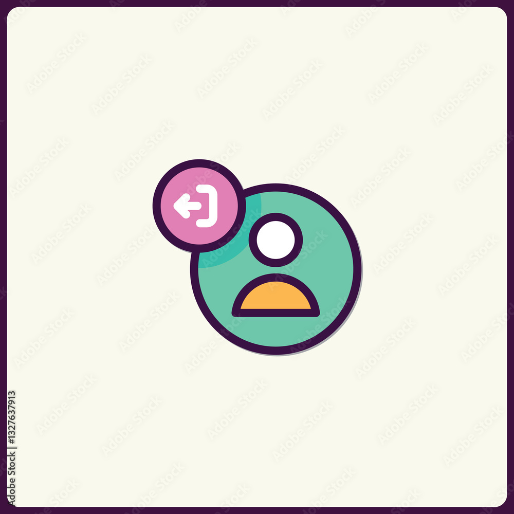 Poster user profile interface icon with undo operation isolated background