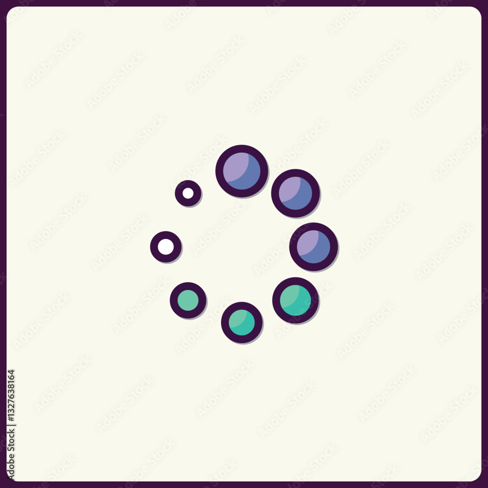 Poster stylized circular loading icon with a minimalist aesthetic design element