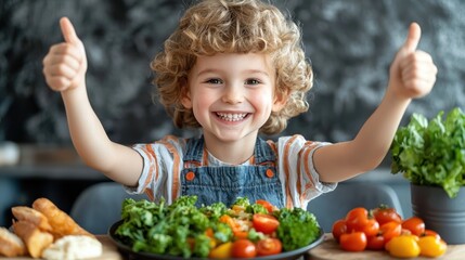 Happy child enjoying healthy meal