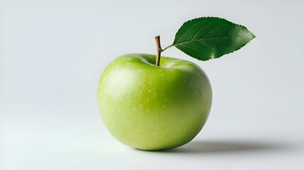 One whole fresh raw apple of green color