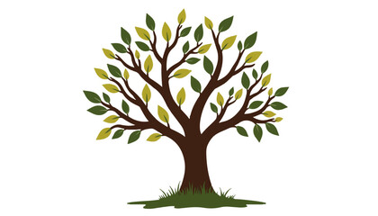 Obraz premium Tree with lush green leaves on white background