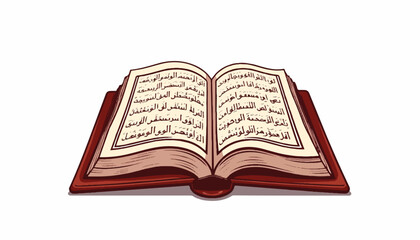 Obraz premium Open book with Arabic text on a white background